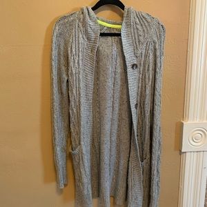 SO duster cable knit hooded cardigan jacket